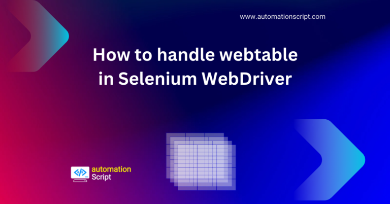 How to handle web table in Selenium WebDriver