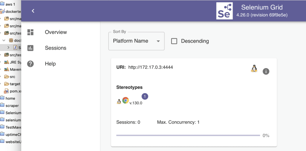 Selenium Grid to run selenium tests in Docker